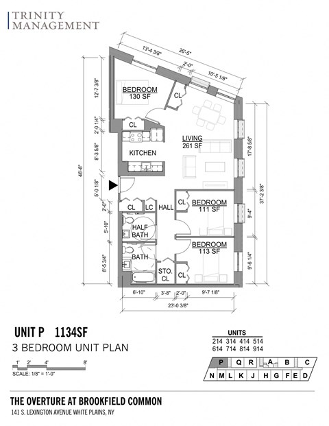 Floor plan for 3 beds, 1.5 baths, 1083 sqft
